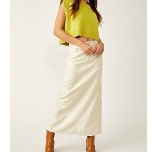 Free People Faux Leather Nilla Cream Maxi Skirt